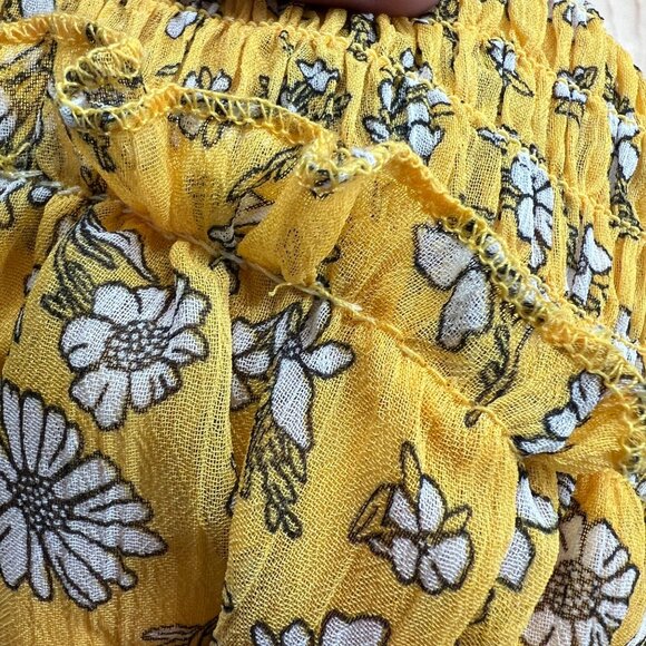 Trixxi Babydoll Floral Print Tiered Mini Dress Smocked Back Yellow Size Medium N - Picture 8 of 12